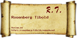 Rosenberg Tibold névjegykártya